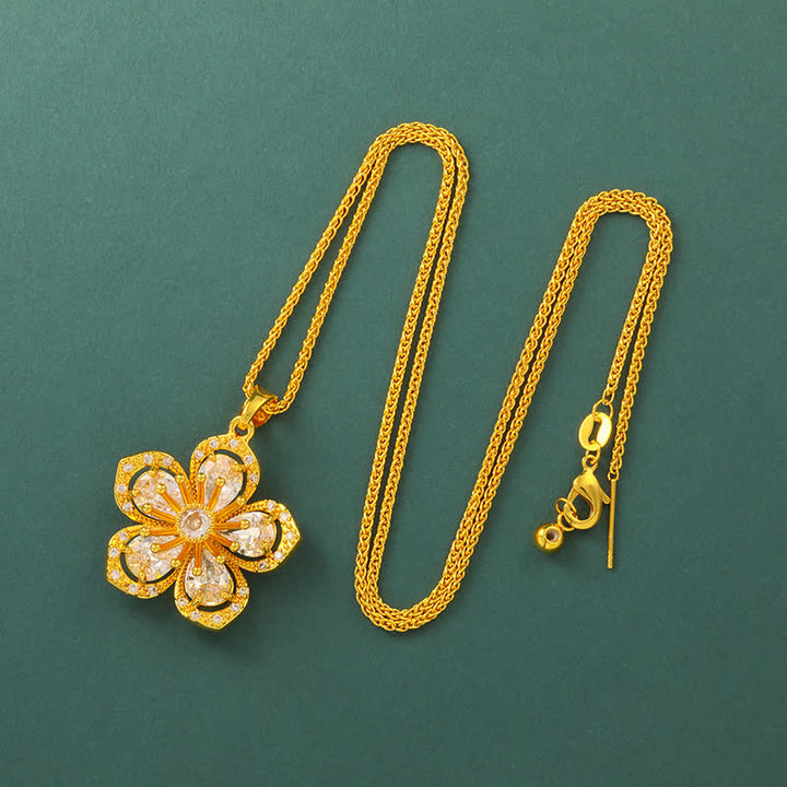 Buddha Stones Gold Plated Brass Plum Blossom Harmonic Connection Pendant Necklace - Box Chain - image 9