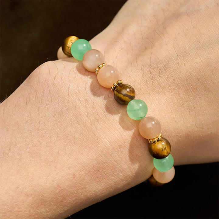 Buddha Stones Green Aventurine Tiger Eye Sun Stone Beads Luck Bracelet - image 4