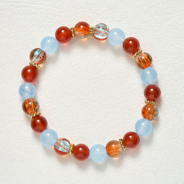 Buddha Stones Blue Chalcedony Red Agate Liuli Beads Creative Bracelet - image 8