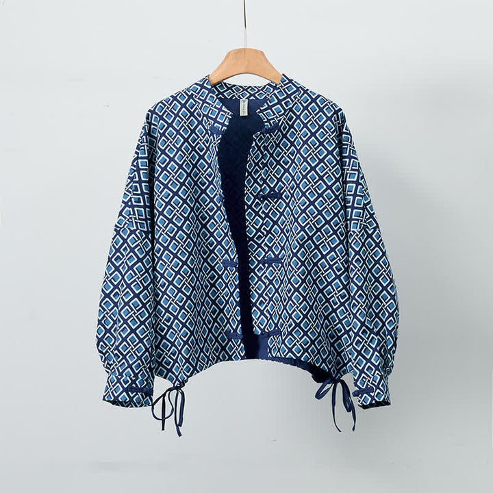 Buddha Stones Spring Casual Boho Drawstring Geometric Women's Jackets - Navy - US12, UK/AU16, EU44 (XL) - image 0