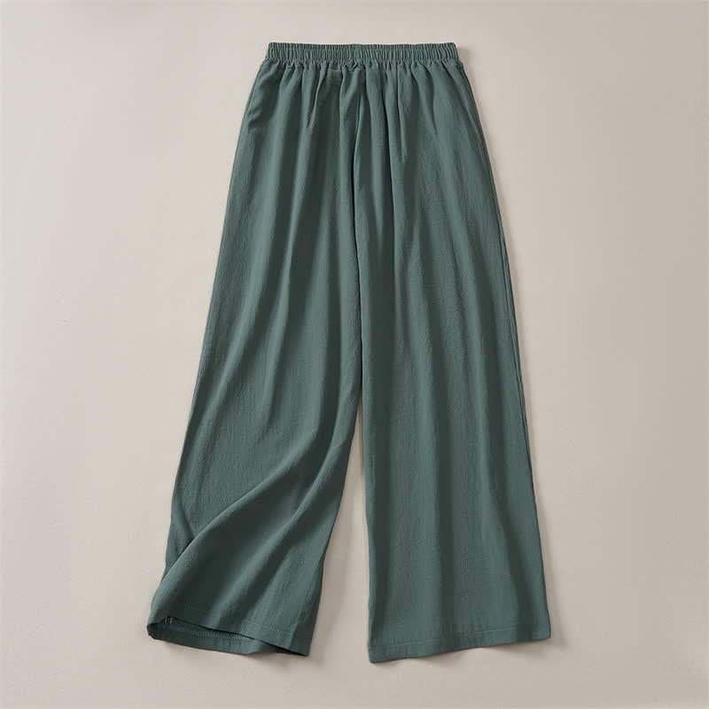Buddha Stones Spring Summer Fall Casual Minimalist Solid Cropped Pants Women's Straight Leg Pants With Pocket - image 10