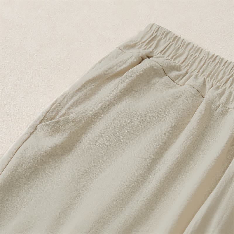 Buddha Stones Spring Summer Fall Casual Minimalist Solid Cropped Pants Women's Straight Leg Pants With Pocket - image 3