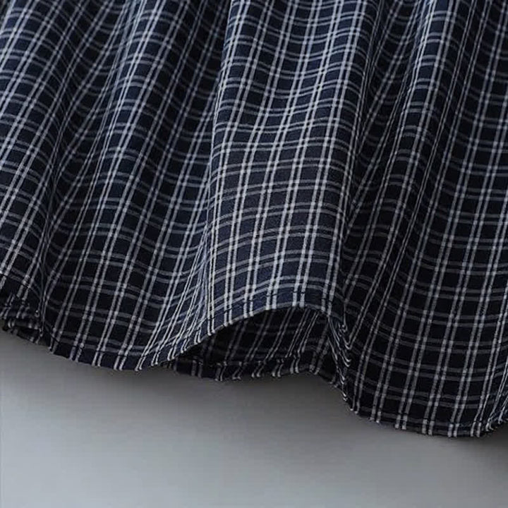Buddha Stones Fall Casual Vintage Button-Up Plaid Women's Long Sleeve Dress - image 14