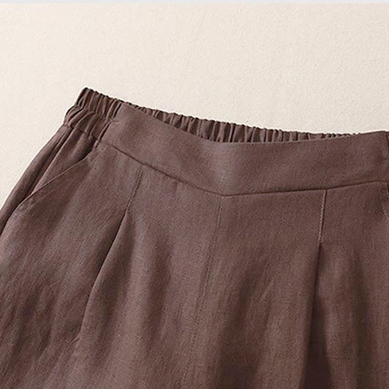 Buddha Stones Spring Fall Classic Simple Solid Cropped Pants Women's Straight Leg Pants With Pocket - image 11