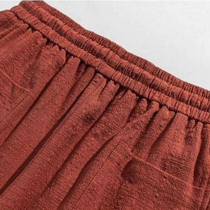 Buddha Stones Spring Fall Casual Minimalist Drawstring Solid Long Pants Men's Harem Pants With Pockets - image 13
