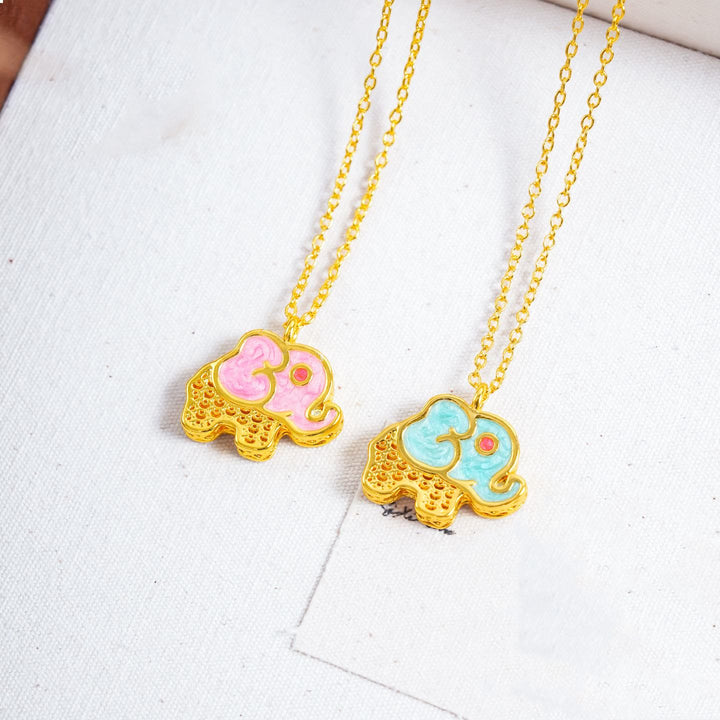 Buddha Stones 24K Gold Plated Copper Lucky Elephant Hollow Pendant Necklace - image 8