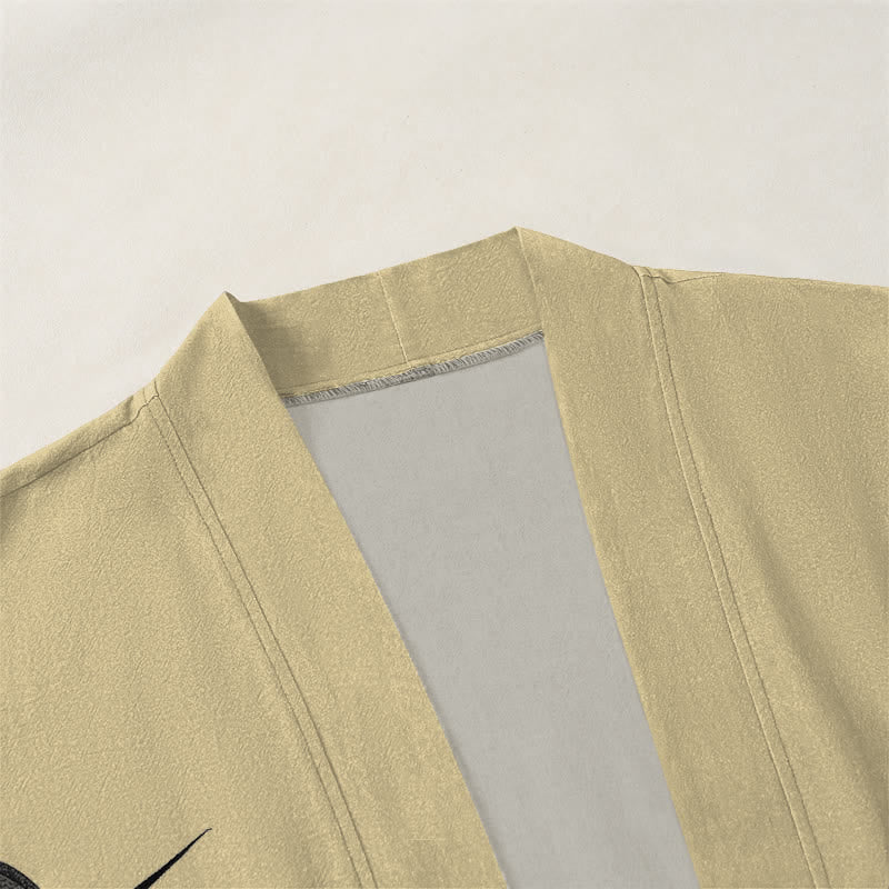 Buddha Stones Cotton Asymmetrical Ink Bamboo Pattern Open Front Men's Kimono - image 3