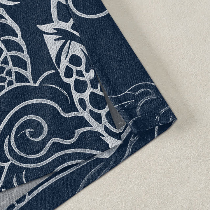 Buddha Stones Cotton Traditional Dragon Cloud Pattern Open Front Men's Kimono - image 4