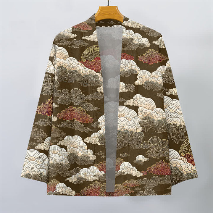 Buddha Stones Cotton Auspicious Cloud Tide Pattern Open Front Men's Kimono - image 7