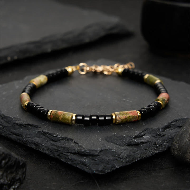 Buddha Stones Vintage Unakite Hematite Balance Copper Accent Bracelet - image 1