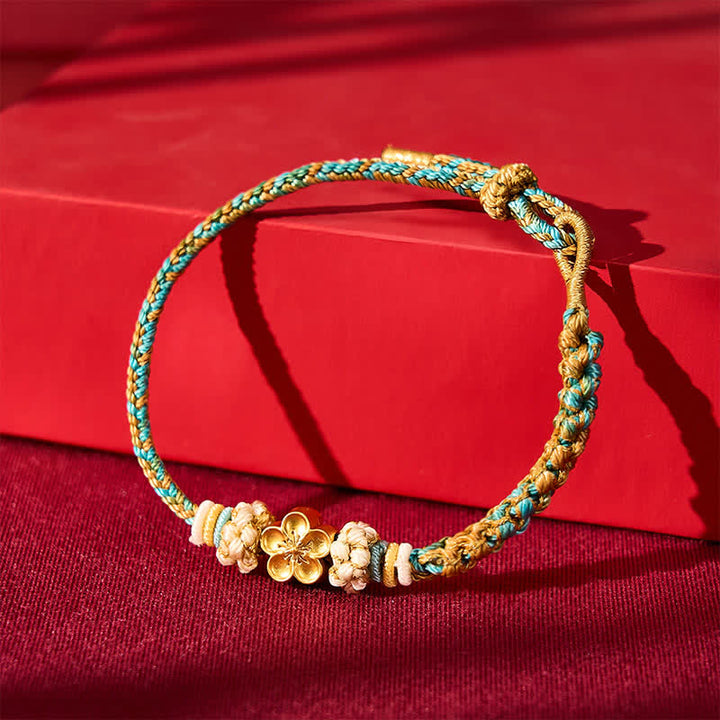 Buddha Stones Hand-Woven Multicolor Peach Blossom Protection Rope Bracelet - image 12