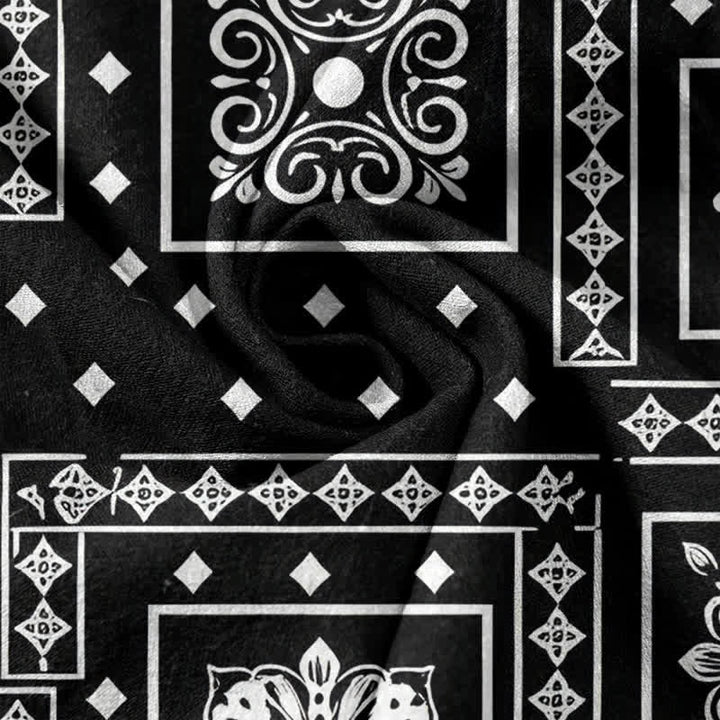 Buddha Stones Pure Cotton Vintage Bandana Patchwork Pattern Women's Elastic Waist Pants With Pockets - image 3