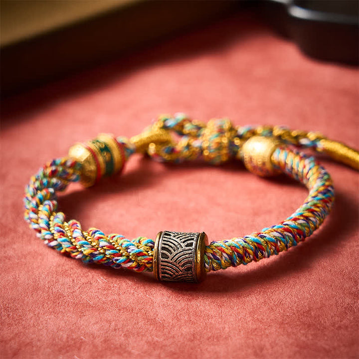 Buddha Stones Hand-Woven Om Mani Padme Hum Five Elements Wuxing Wisdom Tibetan Braided Bracelet - image 40