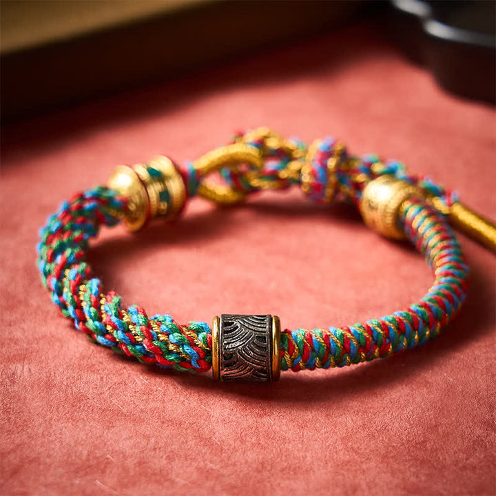 Buddha Stones Hand-Woven Om Mani Padme Hum Five Elements Wuxing Wisdom Tibetan Braided Bracelet - image 2