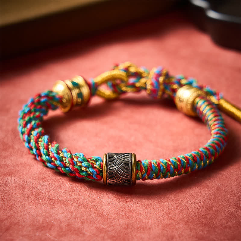 Buddha Stones Hand-Woven Om Mani Padme Hum Five Elements Wuxing Wisdom Tibetan Braided Bracelet - image 3