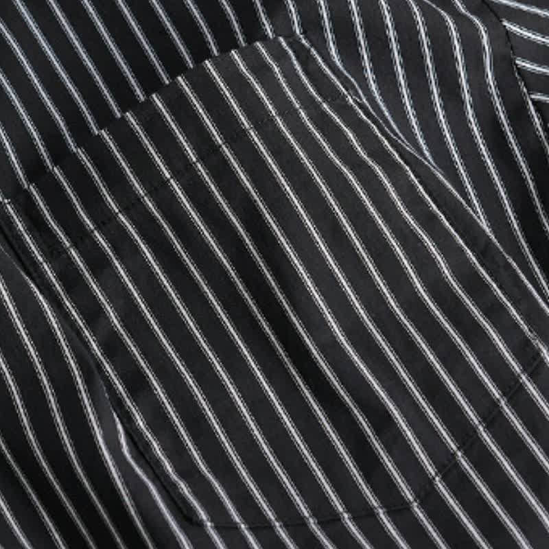 Buddha Stones Spring Fall Casual Button-Up Striped Cotton Men's Long Sleeve Shirts With Pocket - image 2