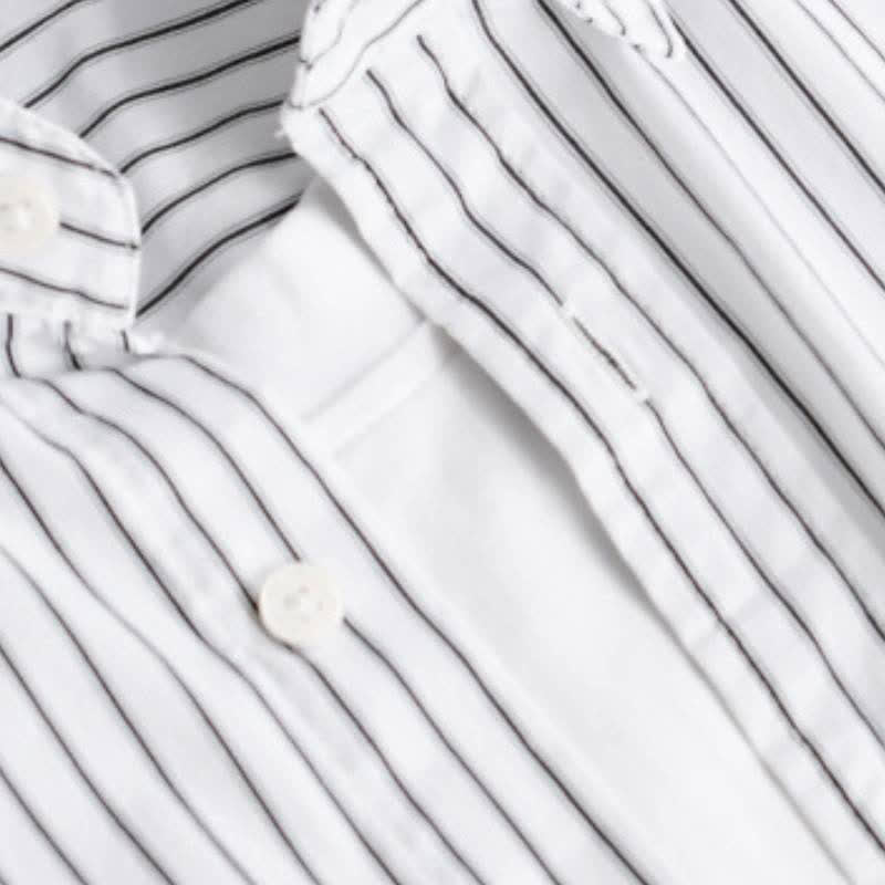 Buddha Stones Spring Fall Casual Button-Up Striped Cotton Men's Long Sleeve Shirts With Pocket - image 9