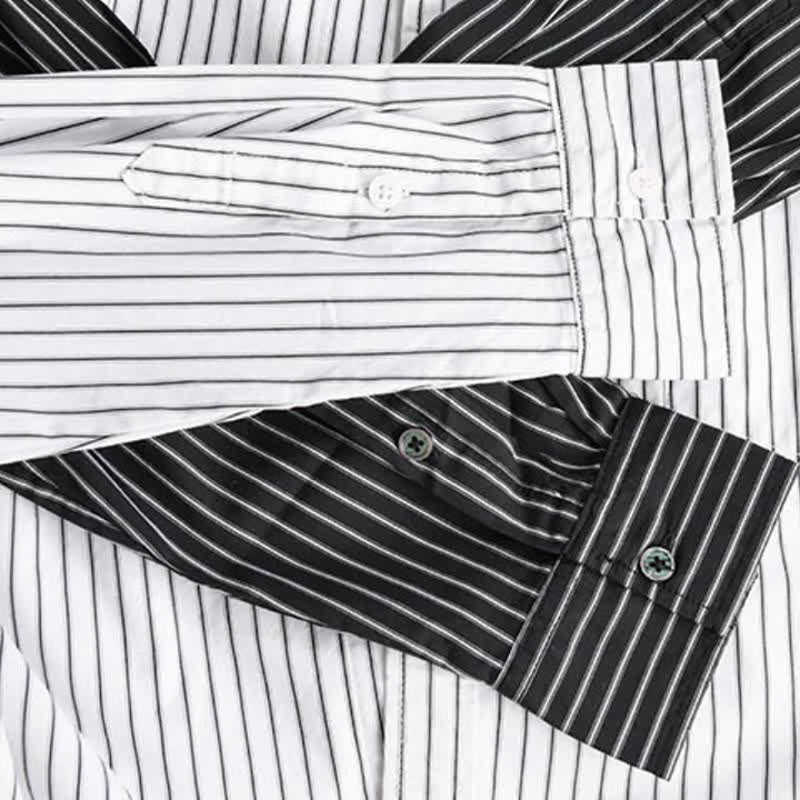 Buddha Stones Spring Fall Casual Button-Up Striped Cotton Men's Long Sleeve Shirts With Pocket - image 17