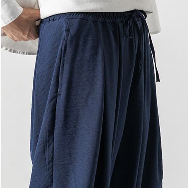 Buddha Stones Spring Summer Casual Drawstring Solid Cropped Pants Men's Tapered Pants With Pocket - image 19