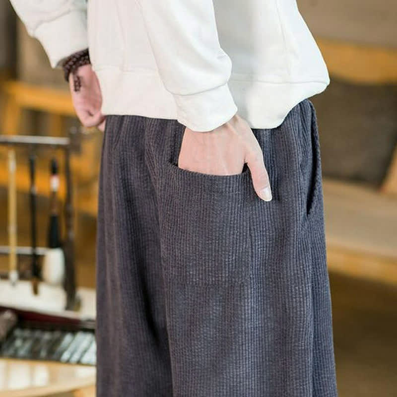 Buddha Stones Fall Winter Casual Minimalist Drawstring Solid Ankle Pants Men's Tapered Pants With Pocket - image 6