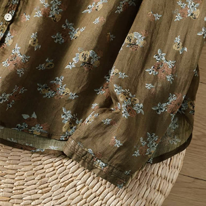 Buddha Stones Spring Summer Vintage Button-Up Floral Women's Long Sleeve Shirts With Pocket - image 5