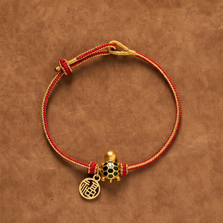 Buddha Stones Red String Copper Fu Character Turtle Braided Luck Bracelet - Red String(Wrist Circumference: 5.9–7.1 in/15–18 cm) - image 0