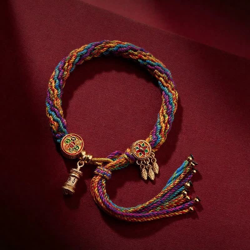 Buddha Stones Tibetan Om Mani Padme Hum Purity Hand-Woven Cord Bracelet - image 1