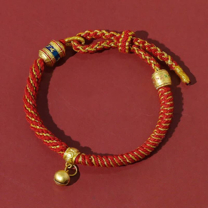 Buddha Stones Tibetan Om Mani Padme Hum Red String Protection Bracelet - Red - image 8