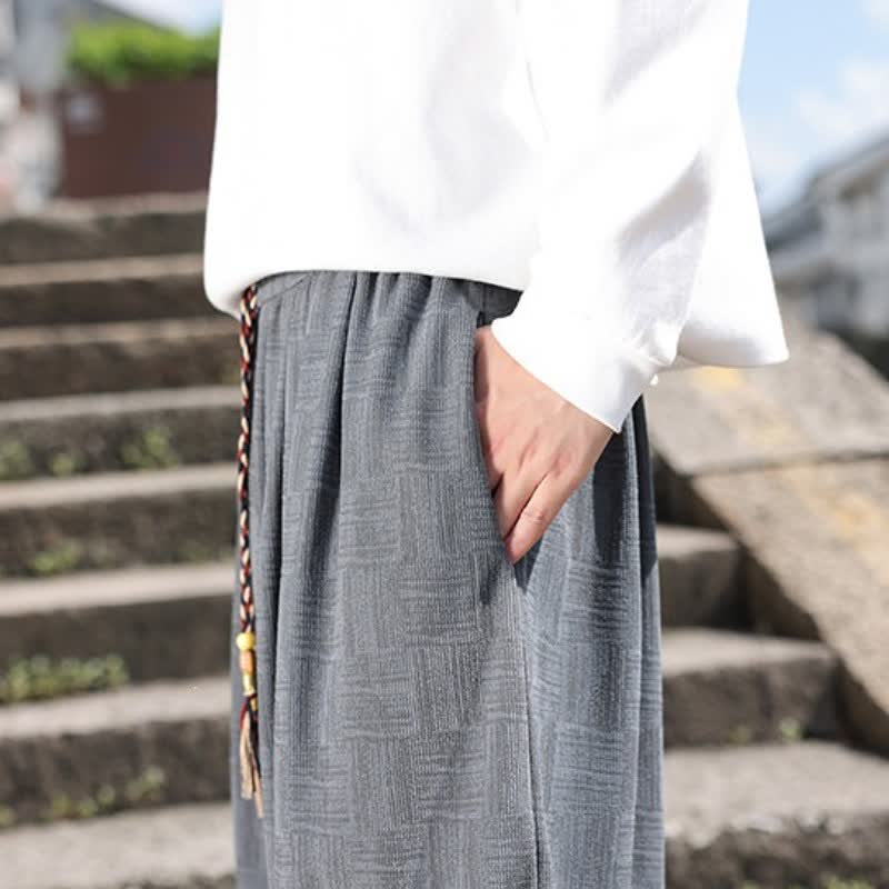 Buddha Stones Fall Winter Casual Vintage Drawstring Geometric Ankle Pants Men's Harem Pants With Pocket - image 16