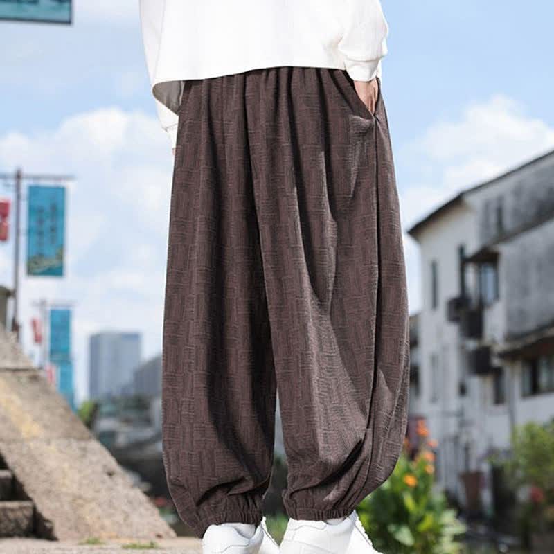 Buddha Stones Fall Winter Casual Vintage Drawstring Geometric Ankle Pants Men's Harem Pants With Pocket - image 22