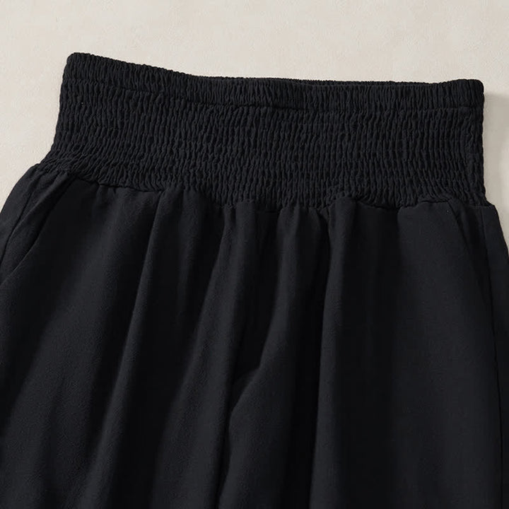 Buddha Stones Spring Summer Casual Boho Solid Ruffled Hems Design Ankle Pants Women's Straight Leg Pants With Pockets - image 12