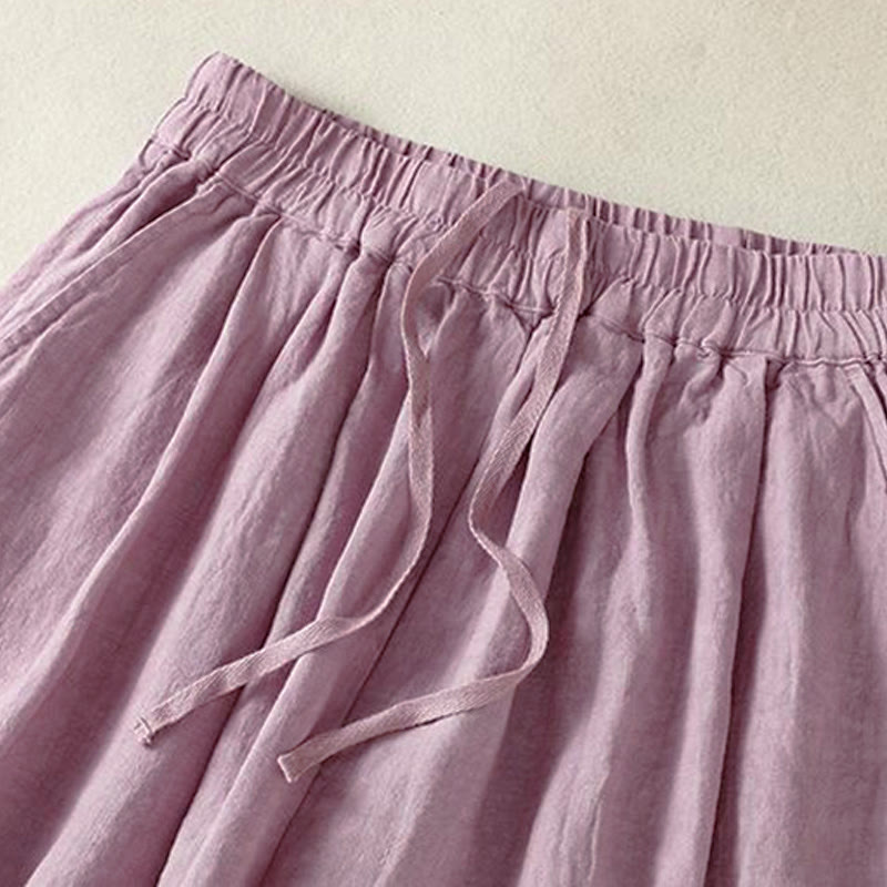 Buddha Stones Spring Summer Fall Casual Minimalist Drawstring Solid Cropped Pants Women's Straight Leg Pants With Pocket - image 14