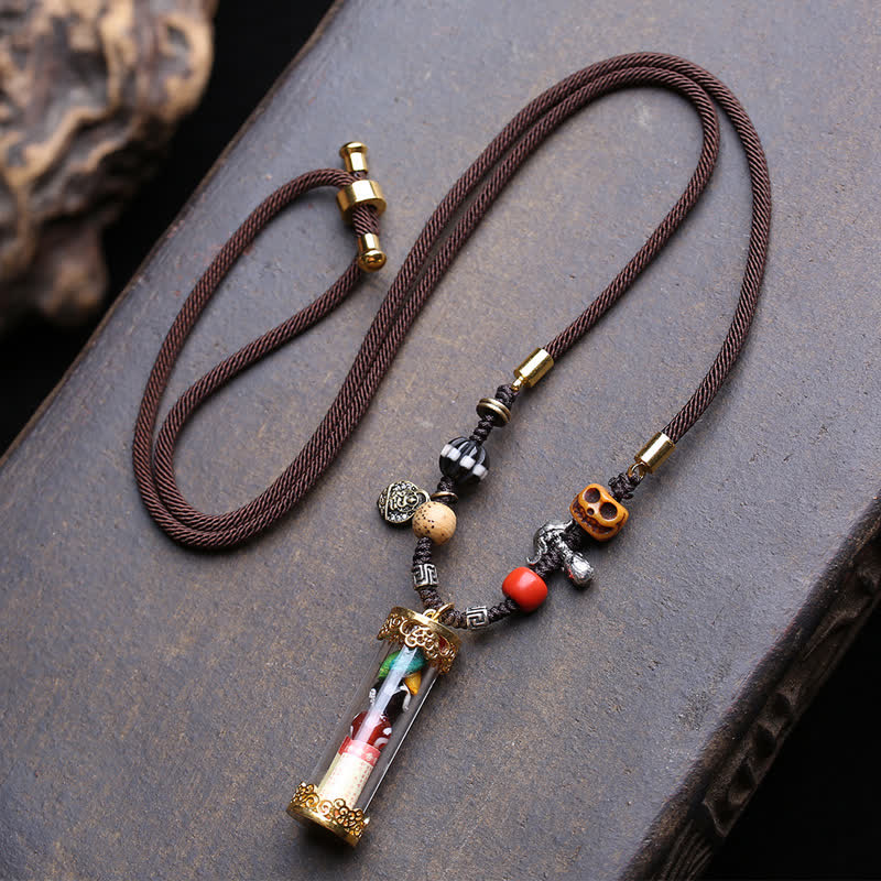 Buddha Stones Tibetan Ghau Prayer Box Agate Copper Scripture Tube Grounding Necklace - Approx. 36 × 10 mm - image 0