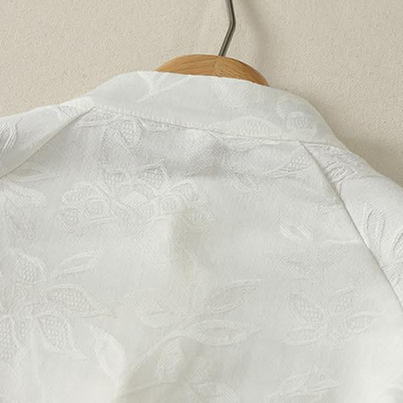 Buddha Stones Spring Fall Tang Style Vintage Frog Button Solid Women's Long Sleeve Shirts - image 3