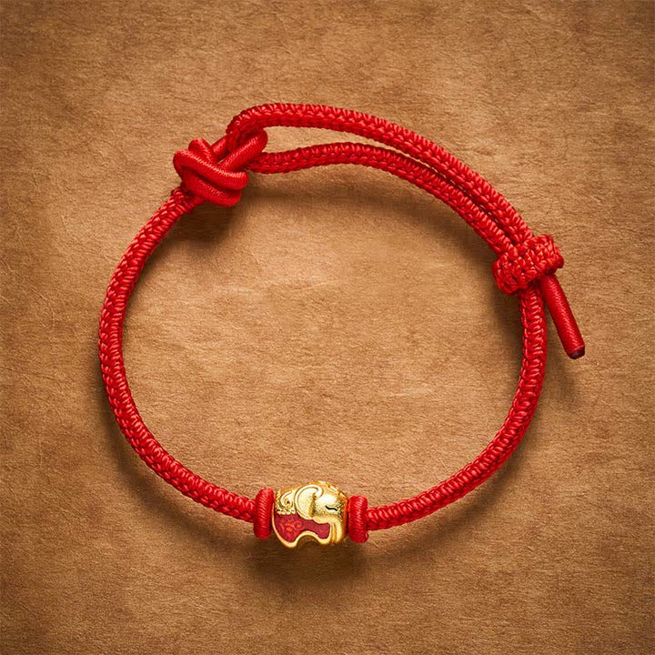 Buddha Stones Red String Elephant Copper Faith Bracelet - image 2