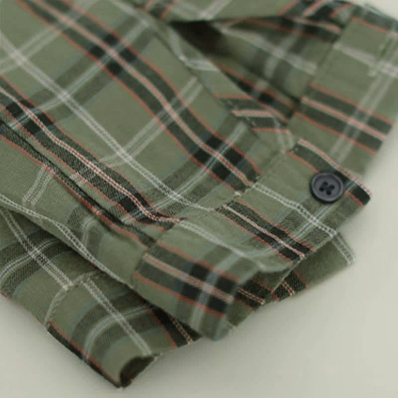Buddha Stones Fall Casual Vintage Button-Up Contrast Collar Plaid Women's Long Sleeve Shirts - image 14