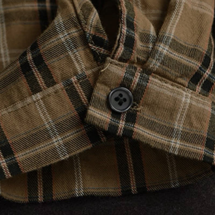 Buddha Stones Fall Casual Vintage Button-Up Contrast Collar Plaid Women's Long Sleeve Shirts - image 6