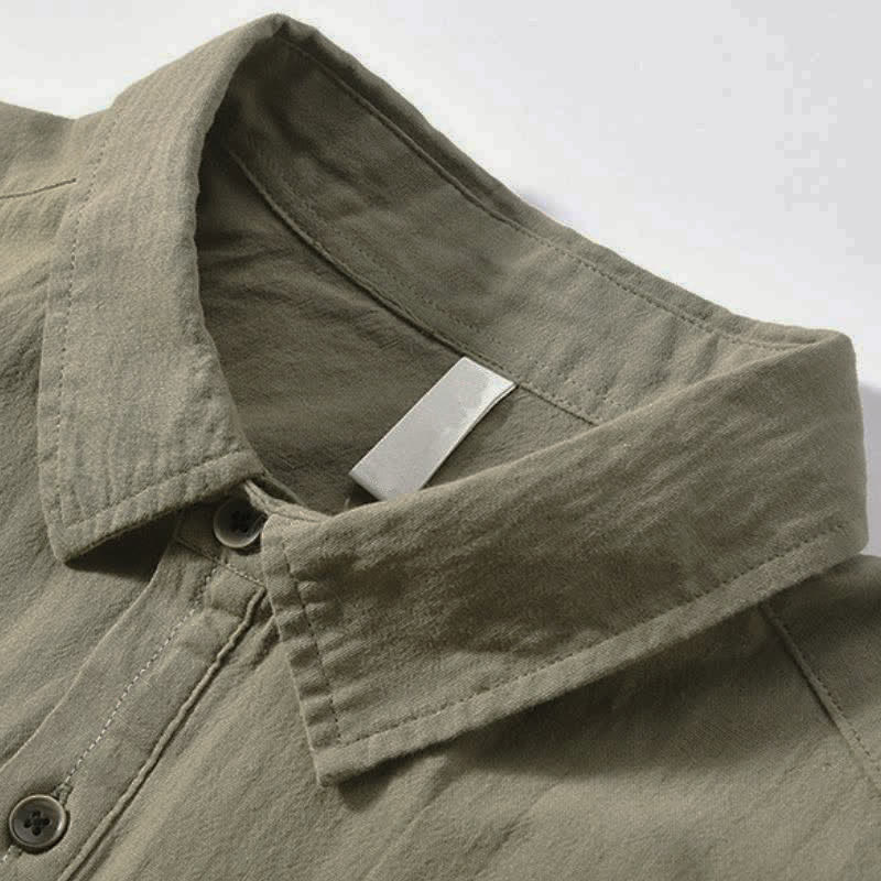 Buddha Stones Spring Fall Casual Button-Up Solid Cotton Men's Long Sleeve Shirts With Patch Pocket - image 13