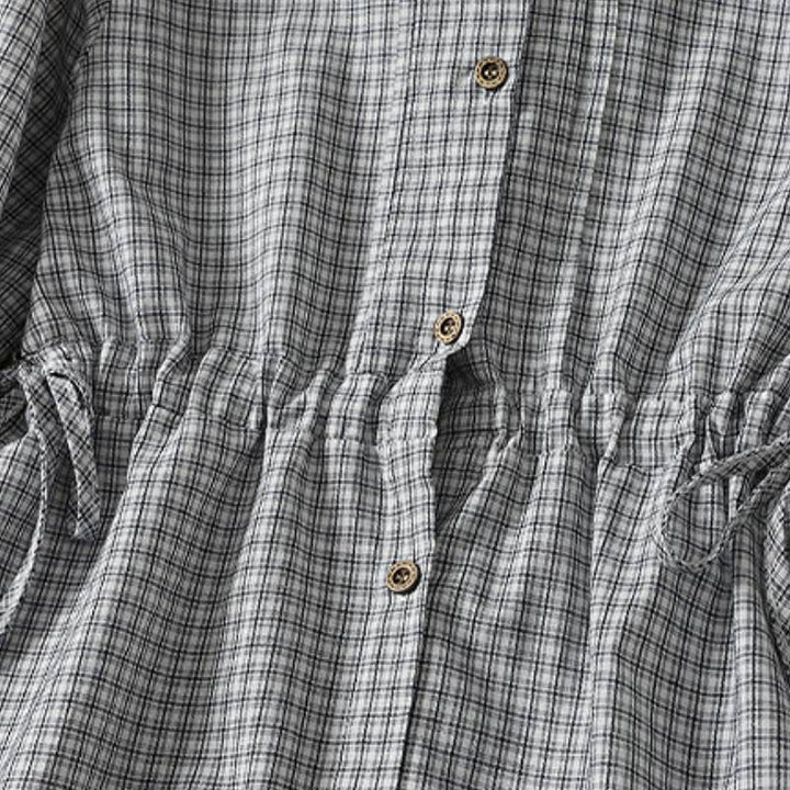 Buddha Stones Spring Casual Button-Up Plaid Women's Long Sleeve Dress - image 5