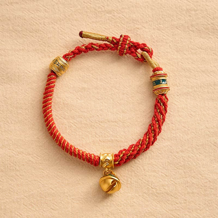 Buddha Stones Copper Enamel Bell Wisdom Tibetan Rope Bracelet - image 1