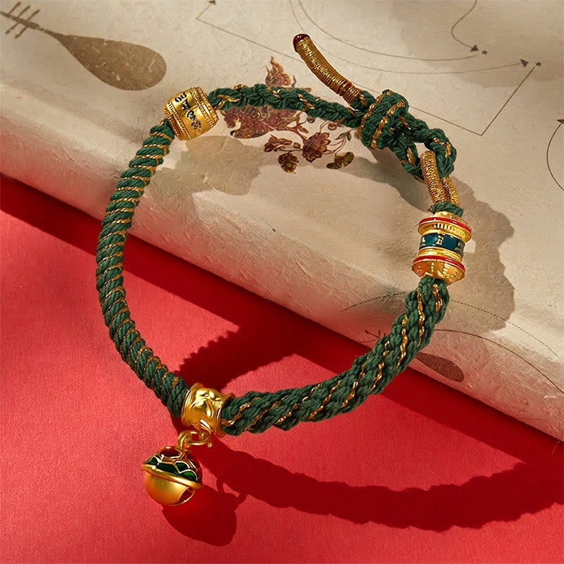 Buddha Stones Copper Enamel Bell Wisdom Tibetan Rope Bracelet - Green (Wrist Circumference: 5.9–7.1 in/15–18 cm) - image 9