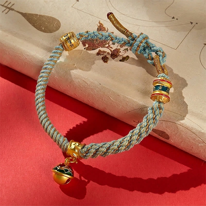 Buddha Stones Copper Enamel Bell Wisdom Tibetan Rope Bracelet - Blue (Wrist Circumference: 5.9–7.1 in/15–18 cm) - image 15