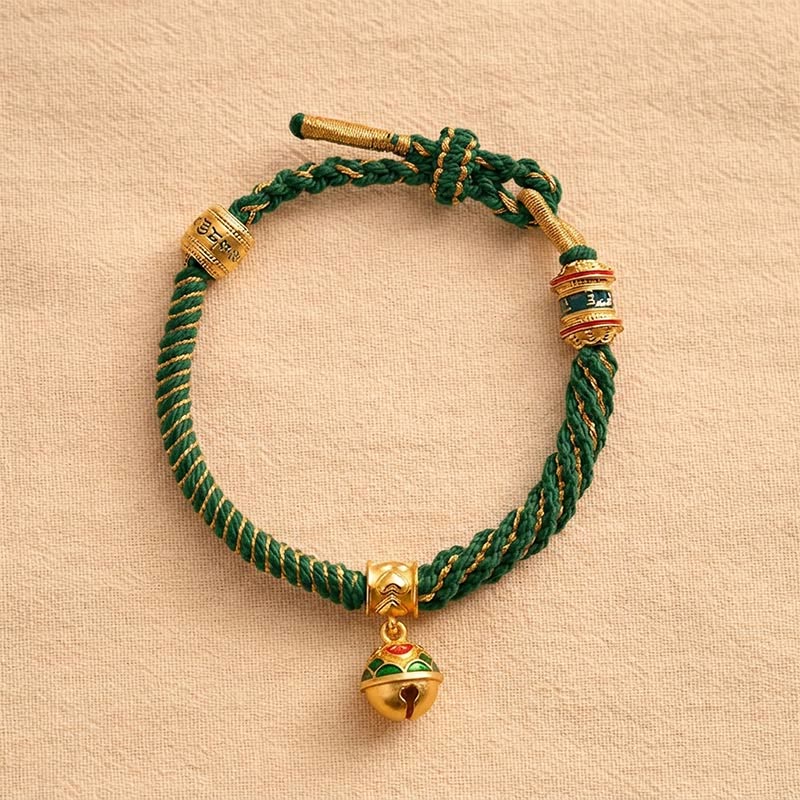 Buddha Stones Copper Enamel Bell Wisdom Tibetan Rope Bracelet - image 10