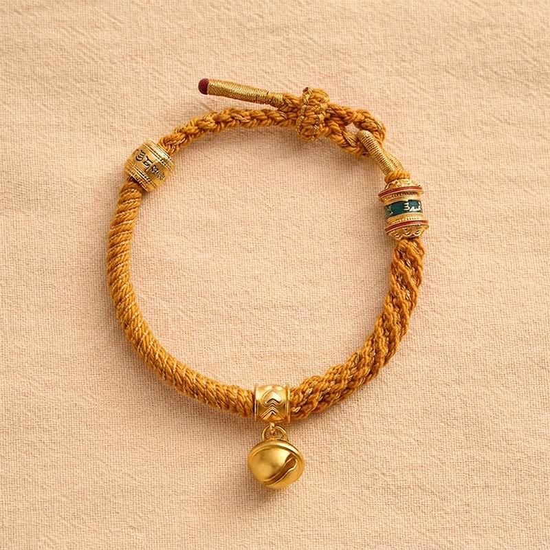 Buddha Stones Copper Enamel Bell Wisdom Tibetan Rope Bracelet - image 13