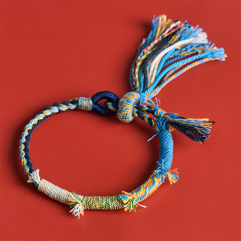 Buddha Stones Cotton Rope Retro Boho Adjustable Tassel Bracelet - image 18