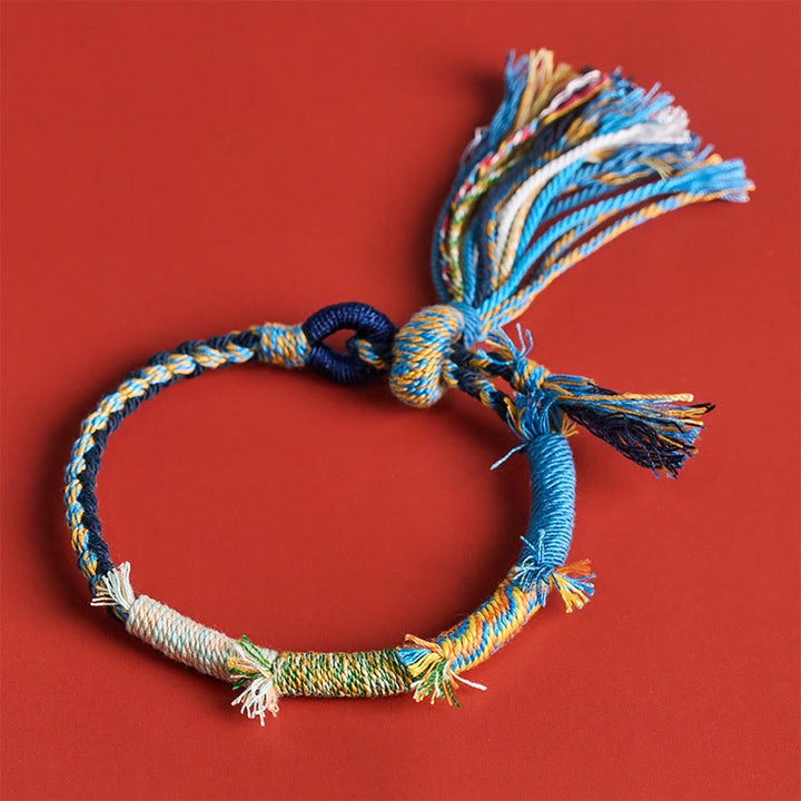 Buddha Stones Cotton Rope Retro Boho Adjustable Tassel Bracelet - image 18