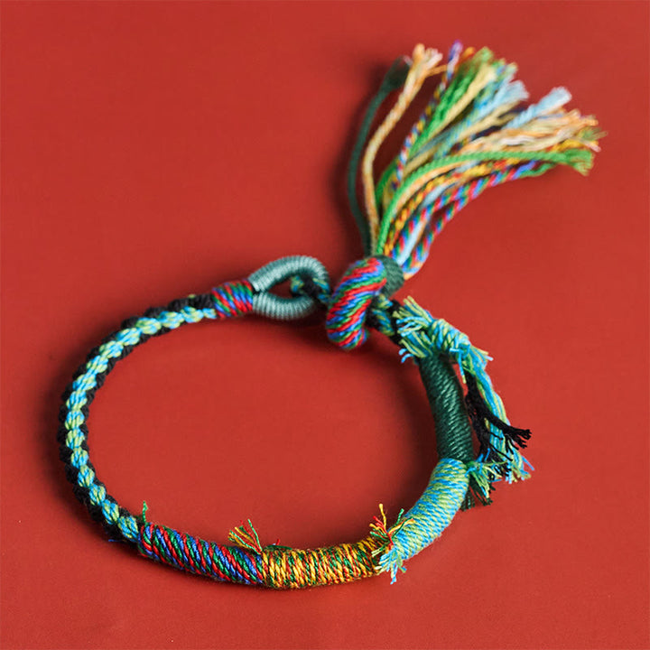 Buddha Stones Cotton Rope Retro Boho Adjustable Tassel Bracelet - image 12