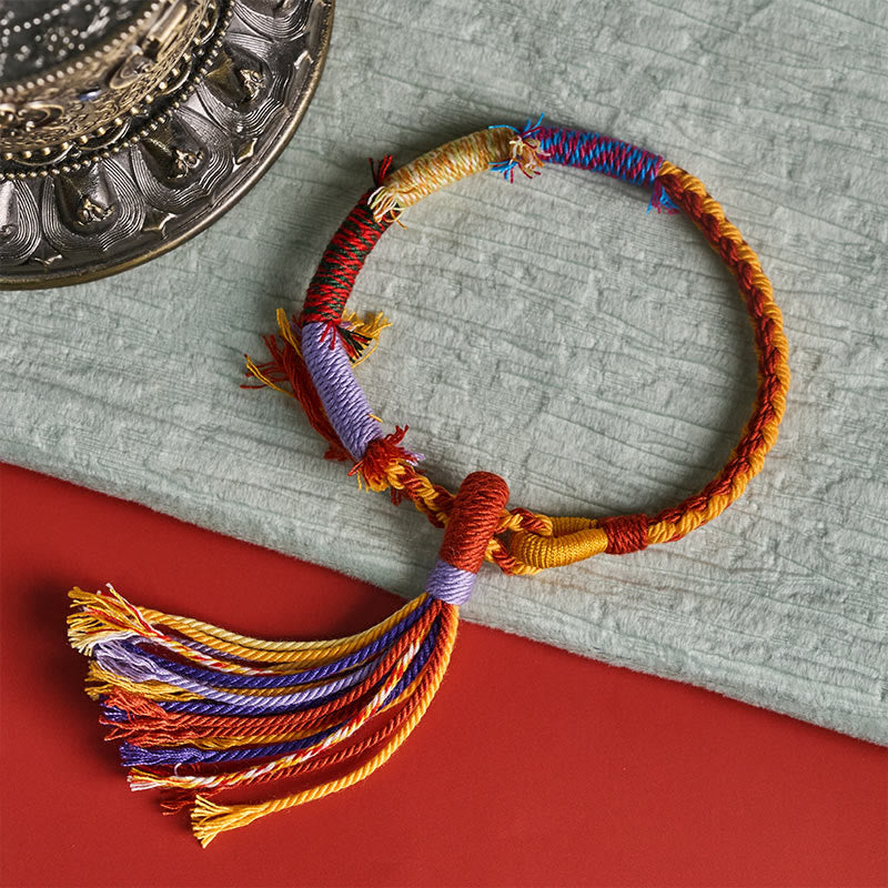 Buddha Stones Cotton Rope Retro Boho Adjustable Tassel Bracelet - image 3