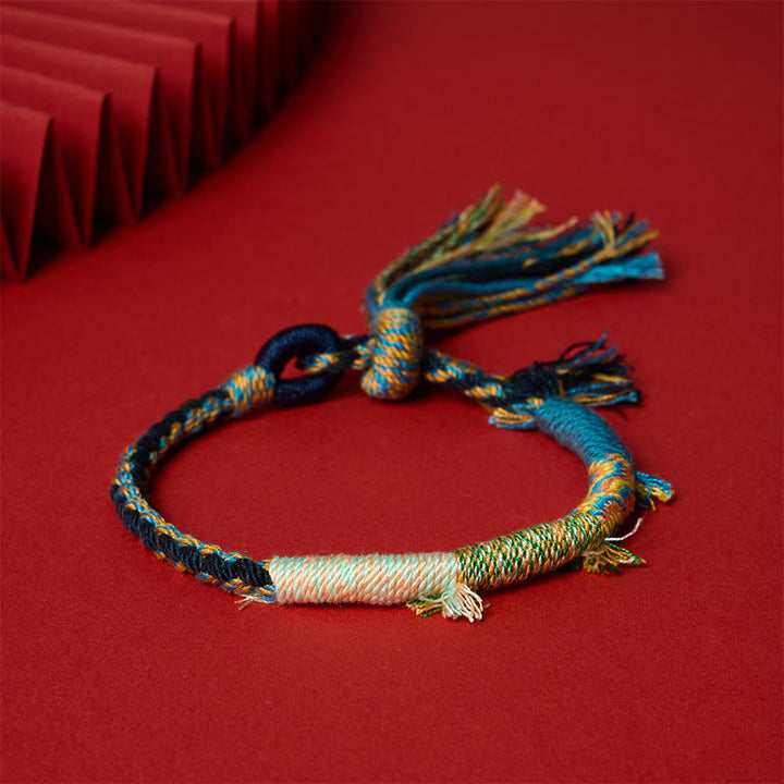 Buddha Stones Cotton Rope Retro Boho Adjustable Tassel Bracelet - Navy Blue Mix - 5.5–6.7 in (14–17 cm) - image 14