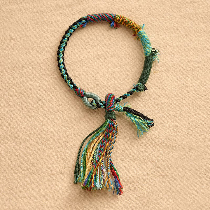 Buddha Stones Cotton Rope Retro Boho Adjustable Tassel Bracelet - image 10